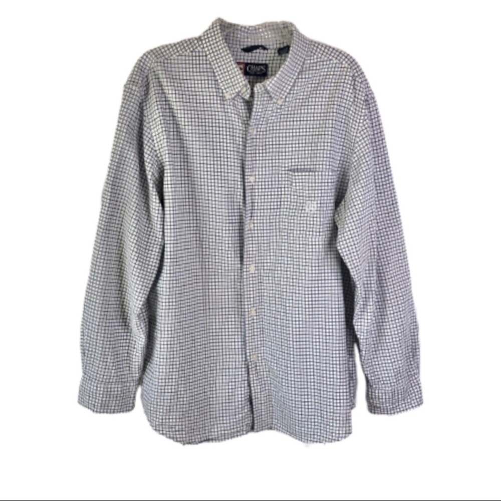 CHAPS Casual Button Down Shirt Blue Plaid Large